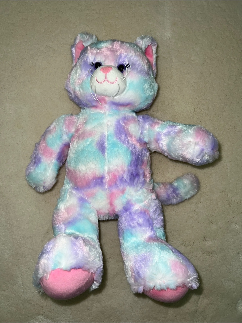 Build-A-Bear Pastel Swirl Kitty Plush in Pink, Purple, Aqua